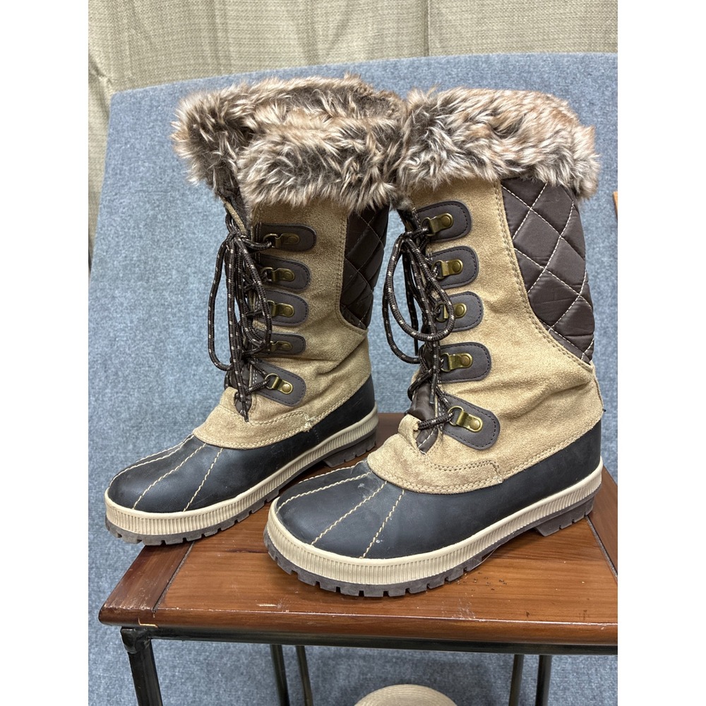 Alpine Design Womens size 7 Winter Boots Faux Fur Tan Brown